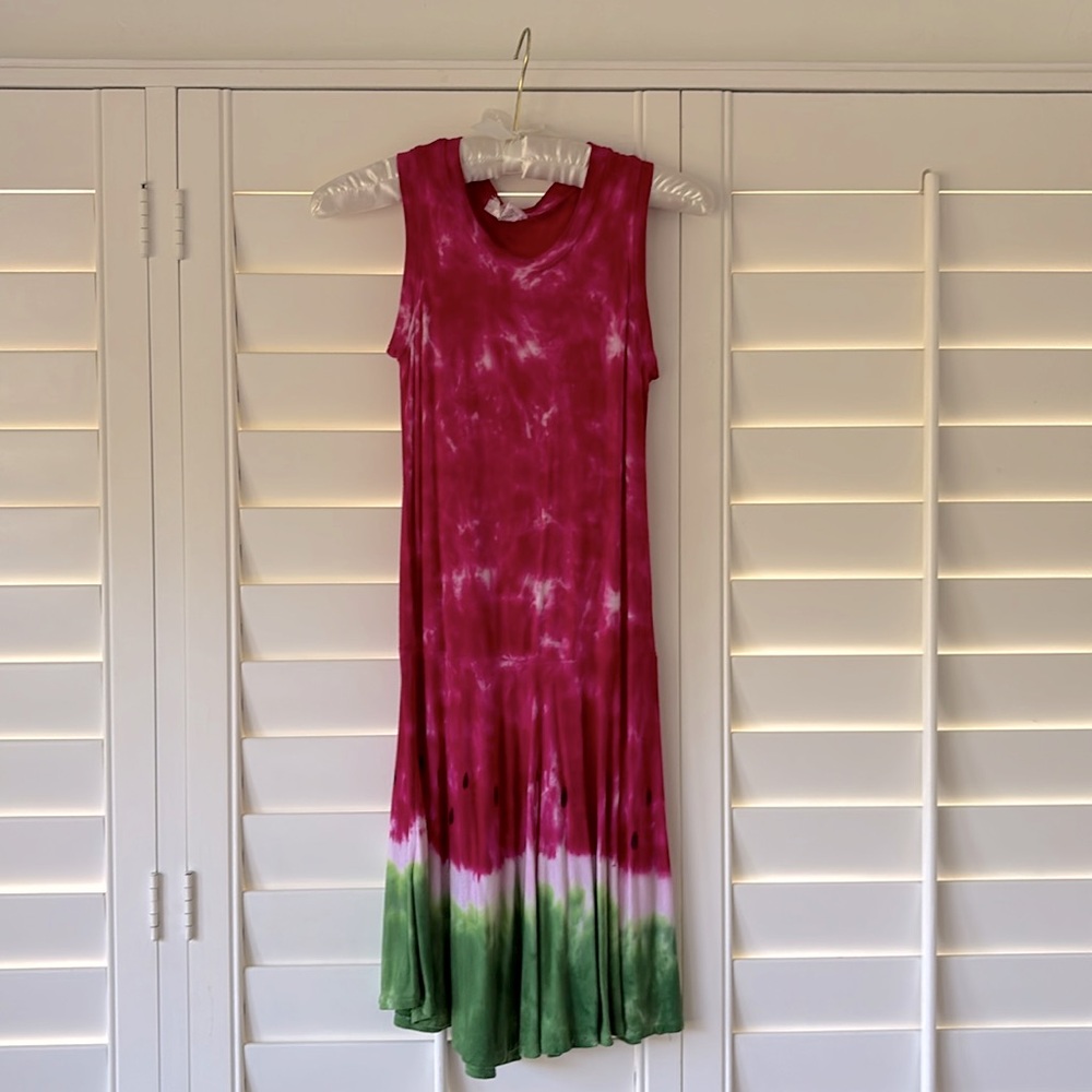 Watermelon Tiedye Dress, size 9-10 100% cotton
